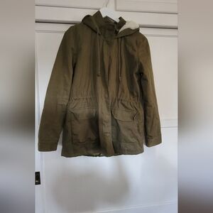Forever 21 Khaki Hooded  Field Jacket Size MEDIUM